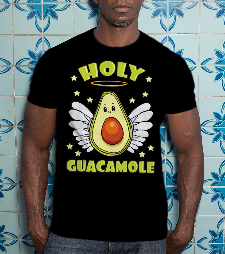 Holy Guacamole Avocado Angel With Halo And Wings T-Shirt