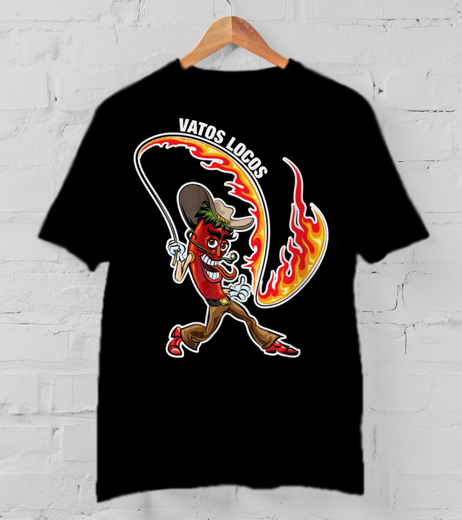 Vatos Locos Spicy Fire Rope Mexico Chili Pepper Cowboy T-Shirt