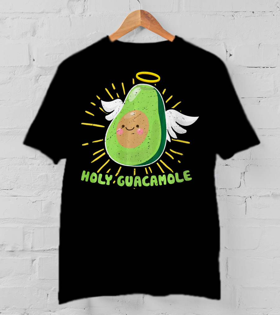 Holy Guacamole Avocado Lover Funny Veget Angel Wings Halo T-Shirt