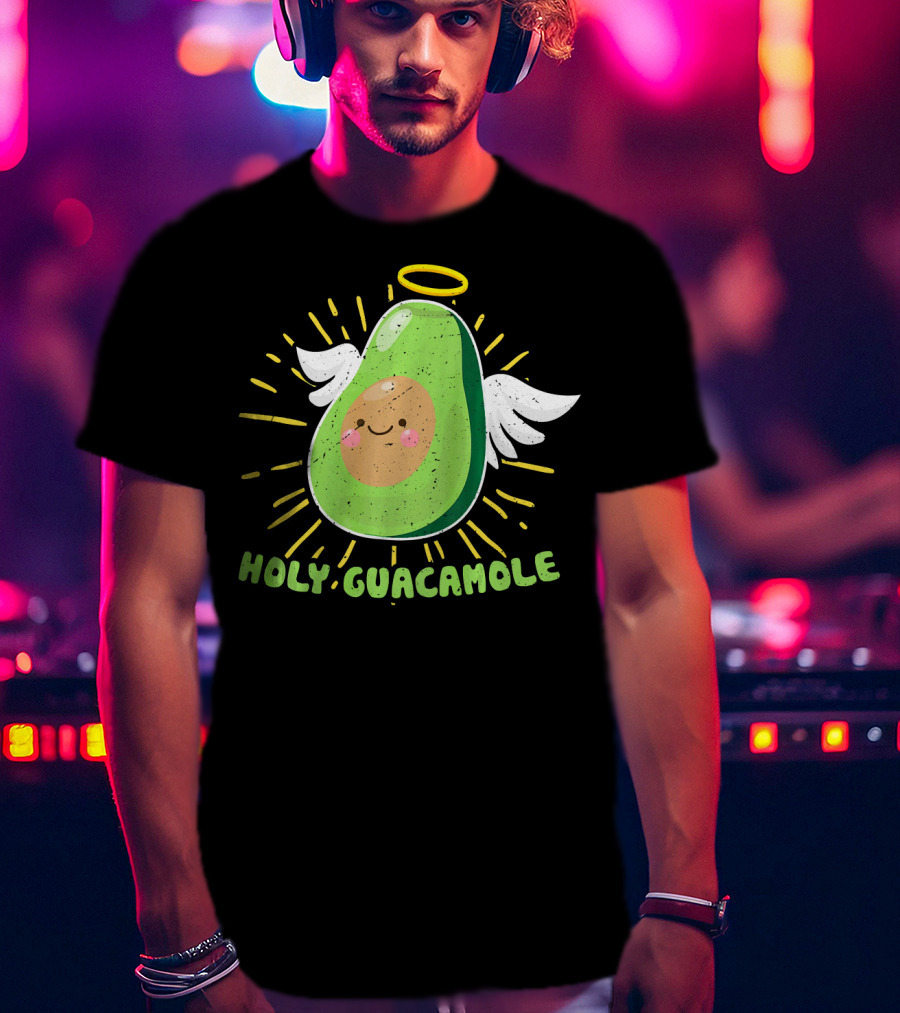 Holy Guacamole Avocado Lover Funny Veget Angel Wings Halo T-Shirt
