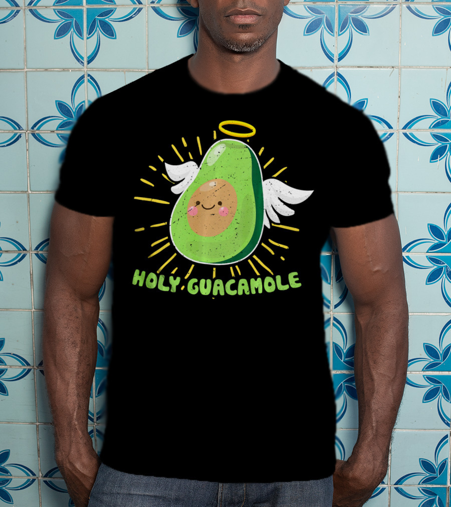 Holy Guacamole Avocado Lover Funny Veget Angel Wings Halo T-Shirt