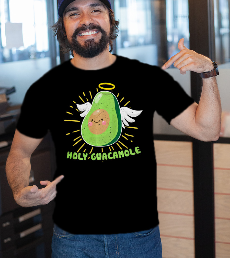 Holy Guacamole Avocado Lover Funny Veget Angel Wings Halo T-Shirt