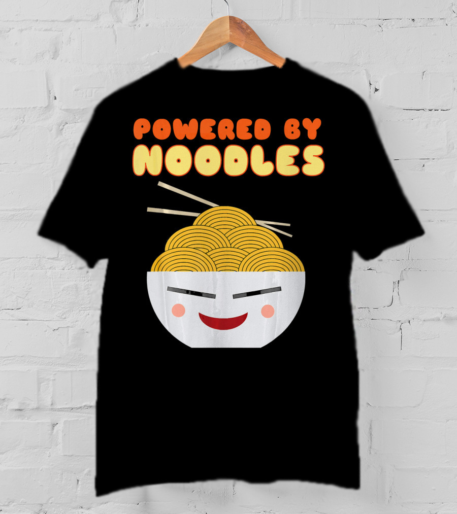 Powered By Noodles Cute Bowl With Spicy Smiling Face T-Shirt