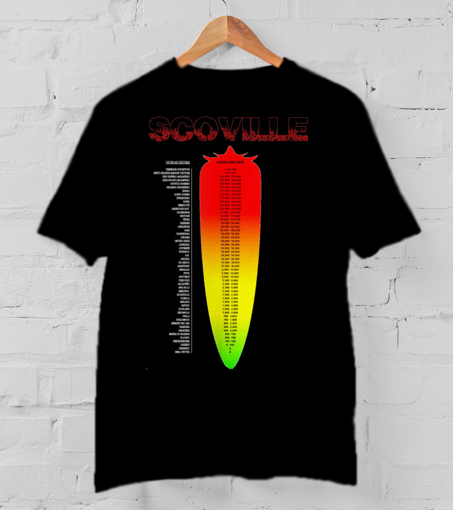 Scoville Pepper Heat Scale Chart With Ranked Spice Levels T-Shirt