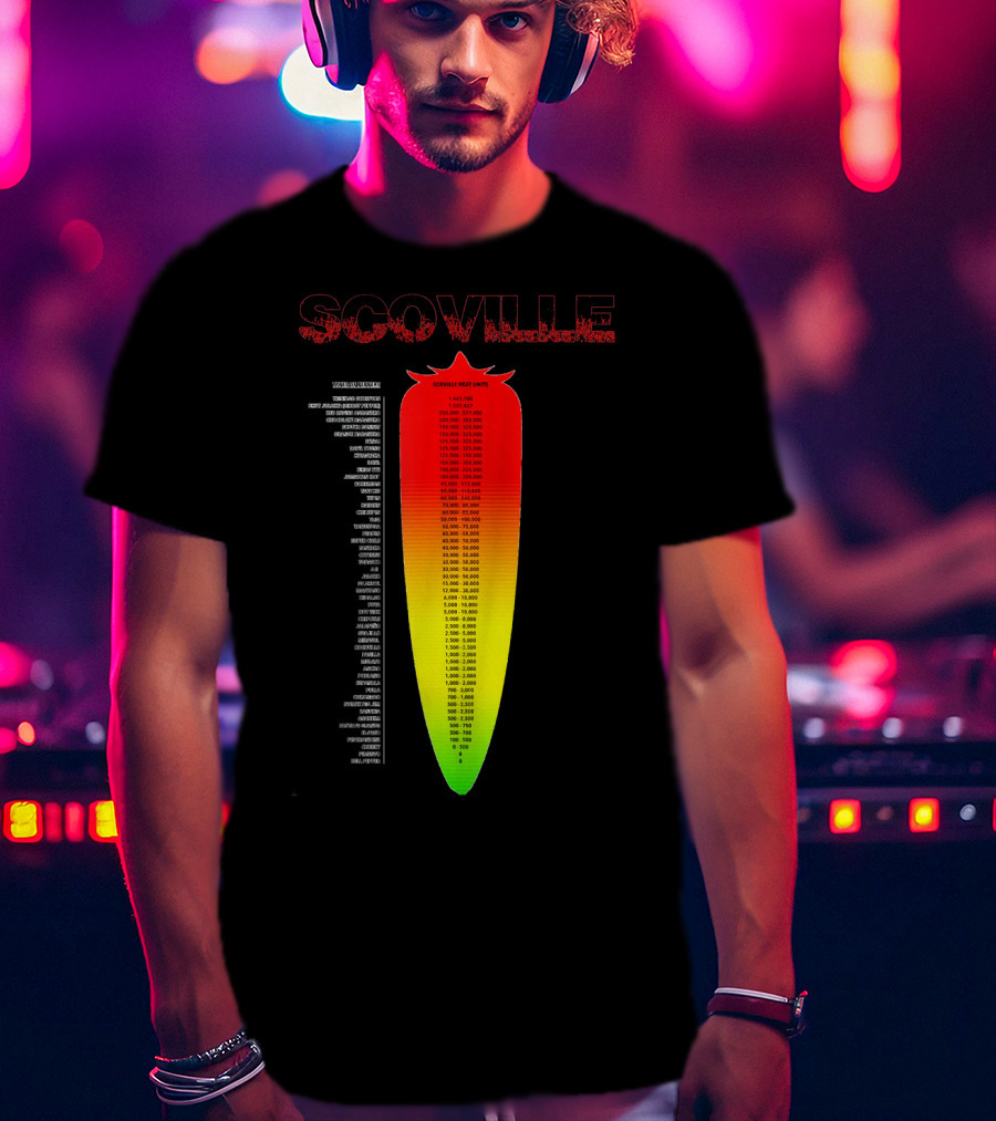 Scoville Pepper Heat Scale Chart With Ranked Spice Levels T-Shirt