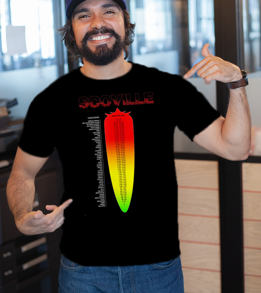 Scoville Pepper Heat Scale Chart With Ranked Spice Levels T-Shirt