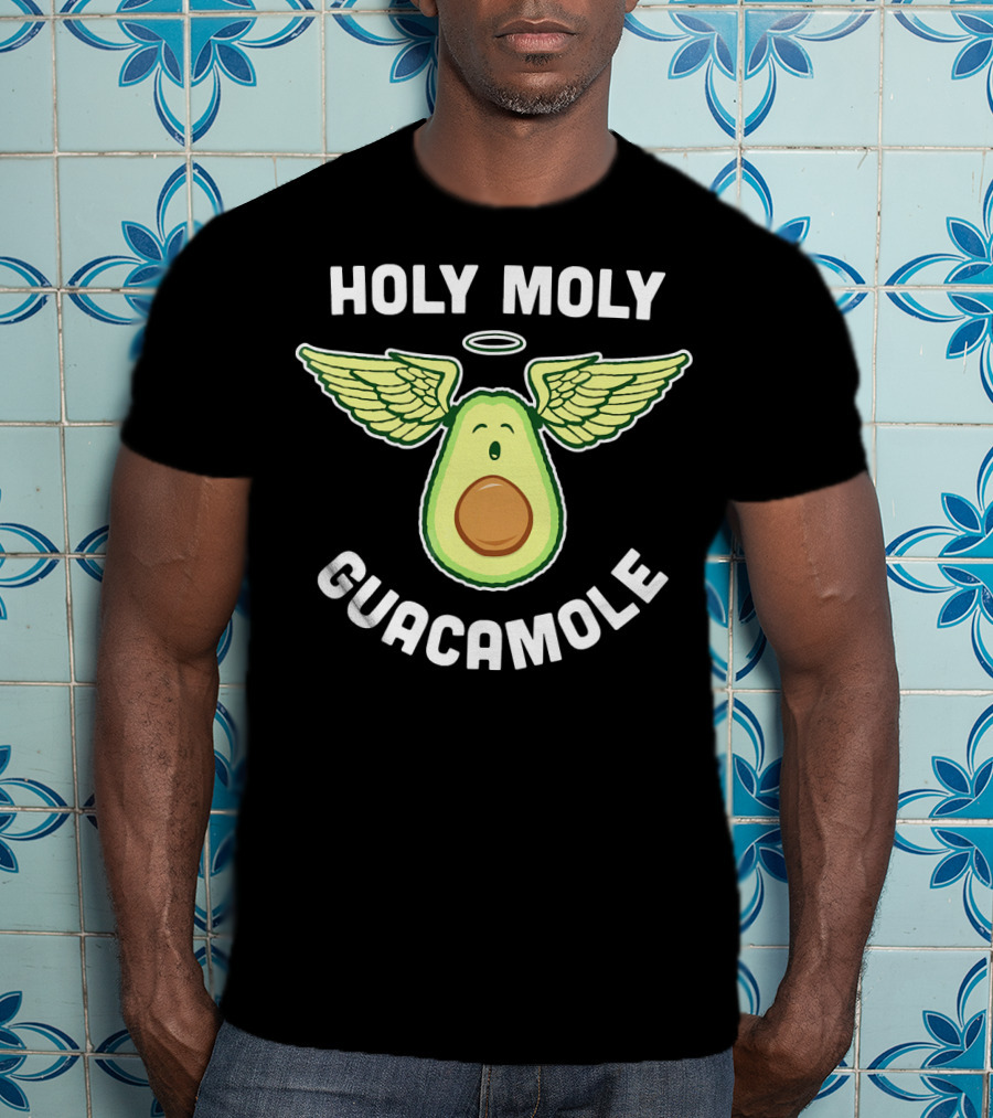 Holy Moly Guacamole Funny Vegan Avocado T-Shirt
