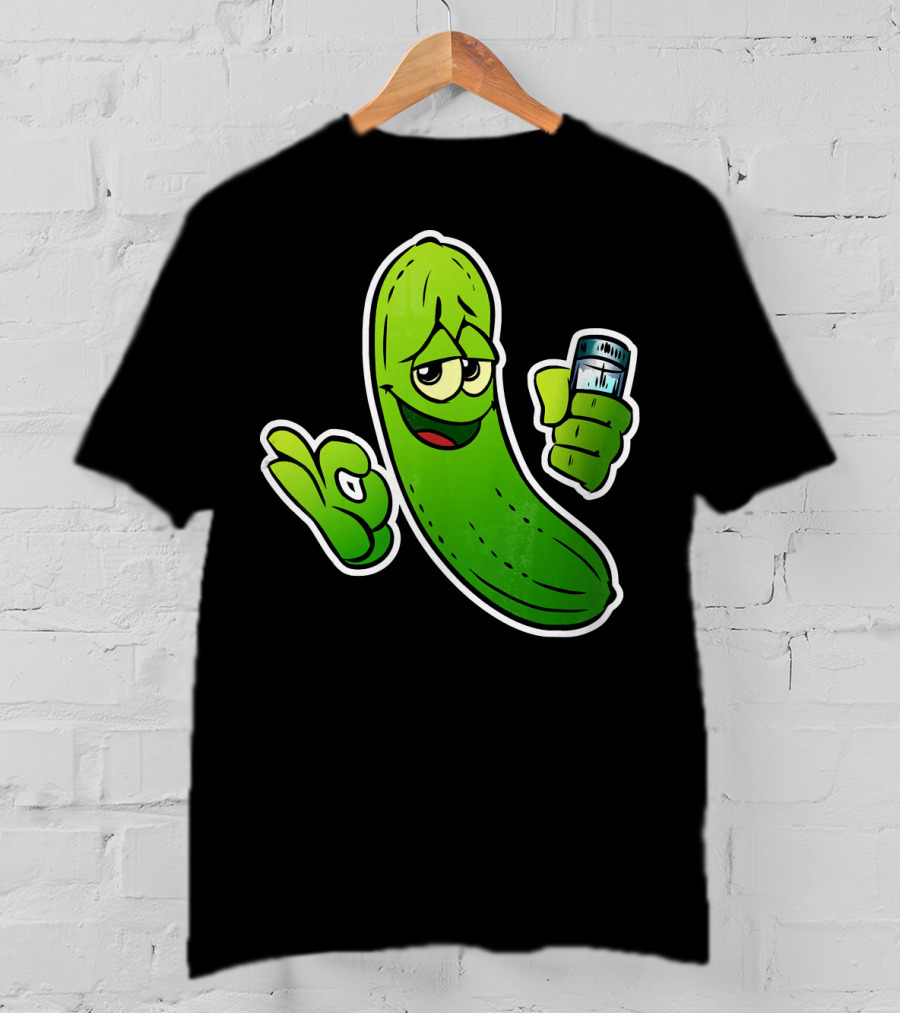 Funny Cool Pickle With Salt Shaker Spicy Vegetables Cucu T-Shirt
