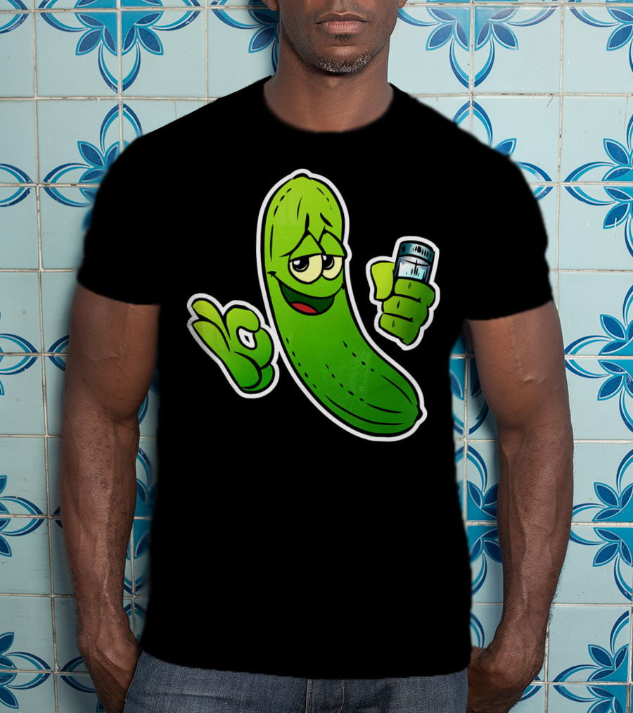 Funny Cool Pickle With Salt Shaker Spicy Vegetables Cucu T-Shirt