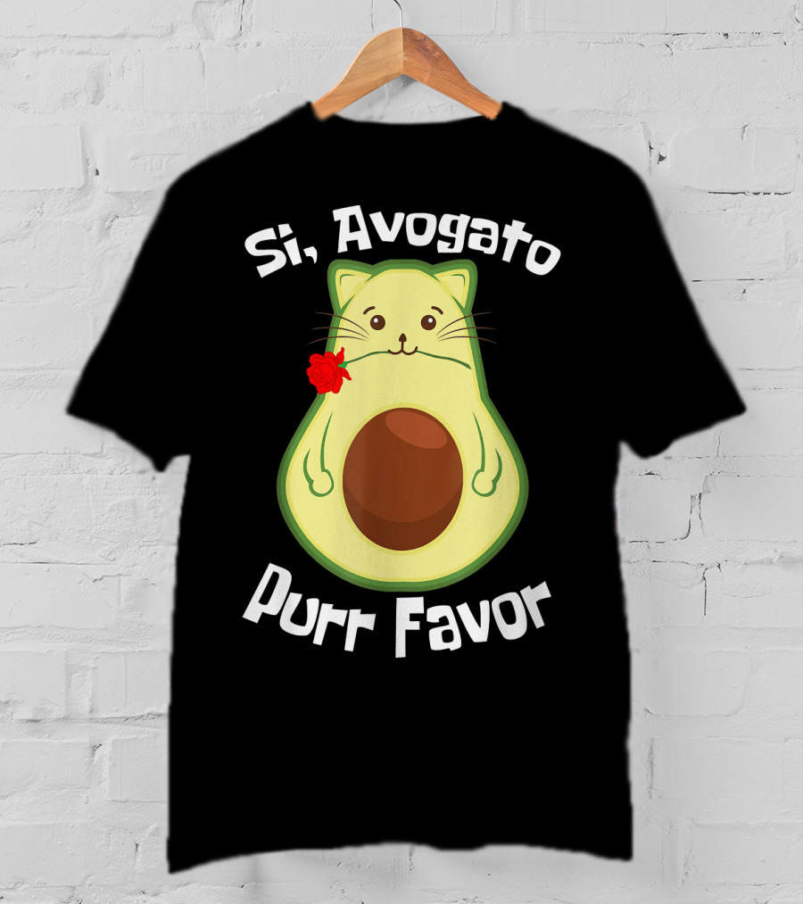 Si, Avogato Purr Favor Funny Avocado Guacamole Cat T-Shirt