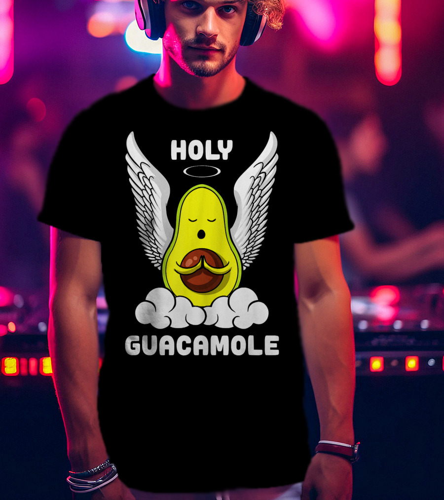 Holy Guacamole Avocado Angel With Wings Vegan Funny T-Shirt