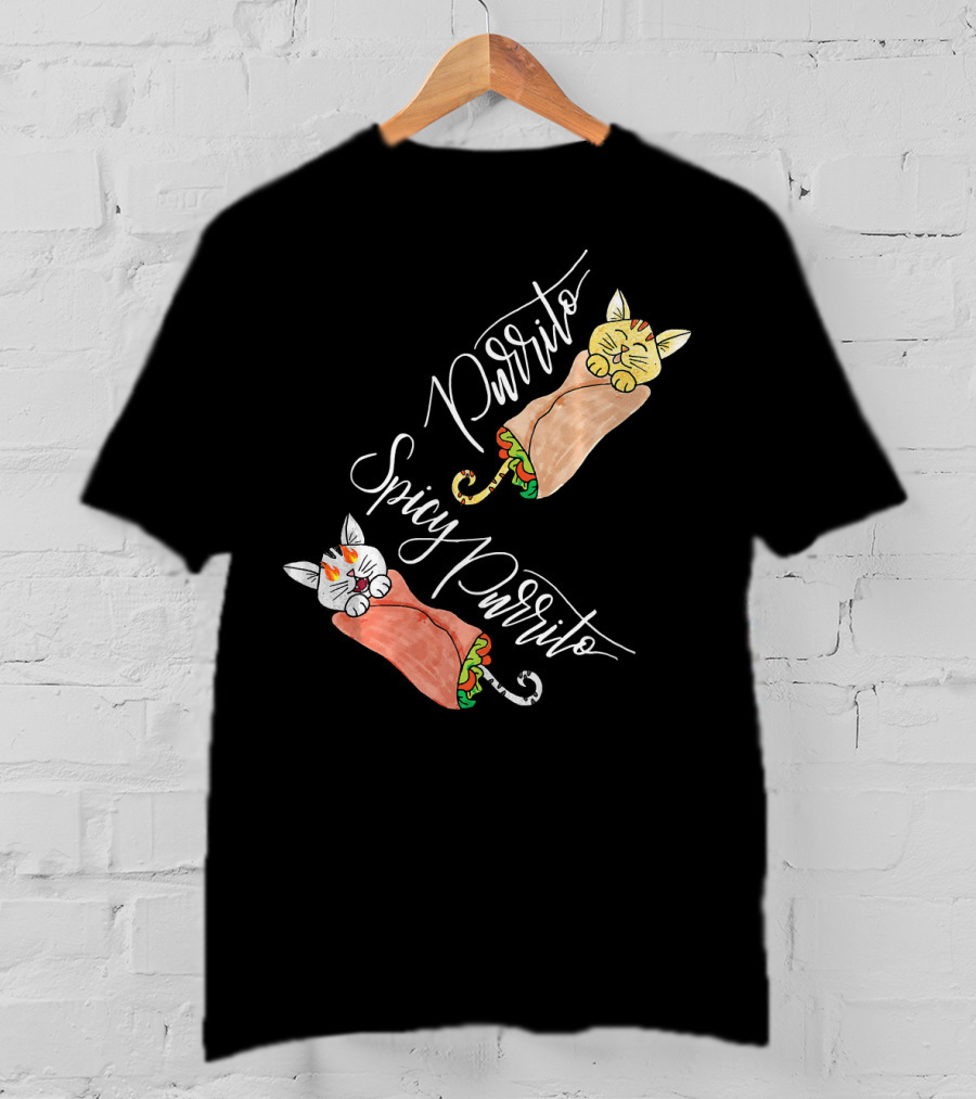 Purrito Spicy Purrito Funny Kitty Cat Burrito T-Shirt