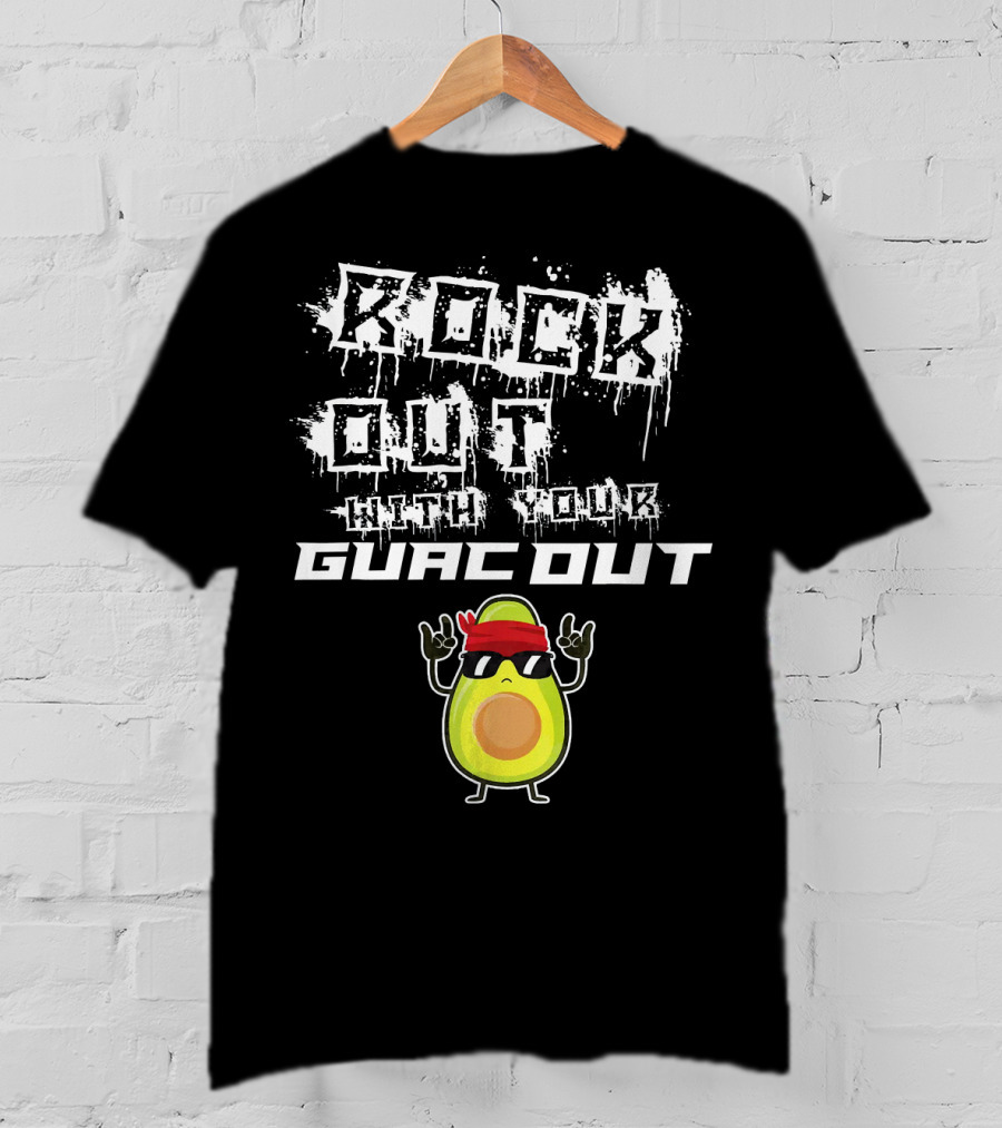 Rock Out With Your Guac Out Avocado Bandana Sunglasses T-Shirt