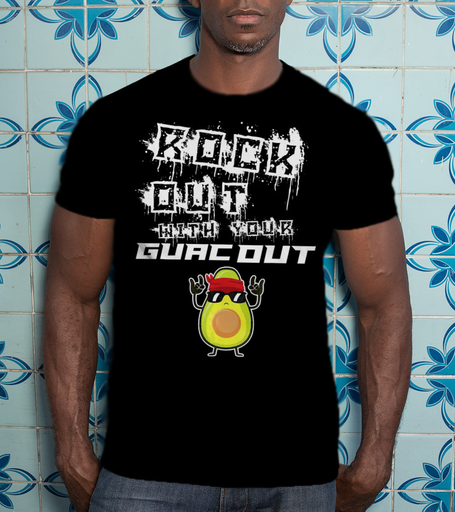 Rock Out With Your Guac Out Avocado Bandana Sunglasses T-Shirt