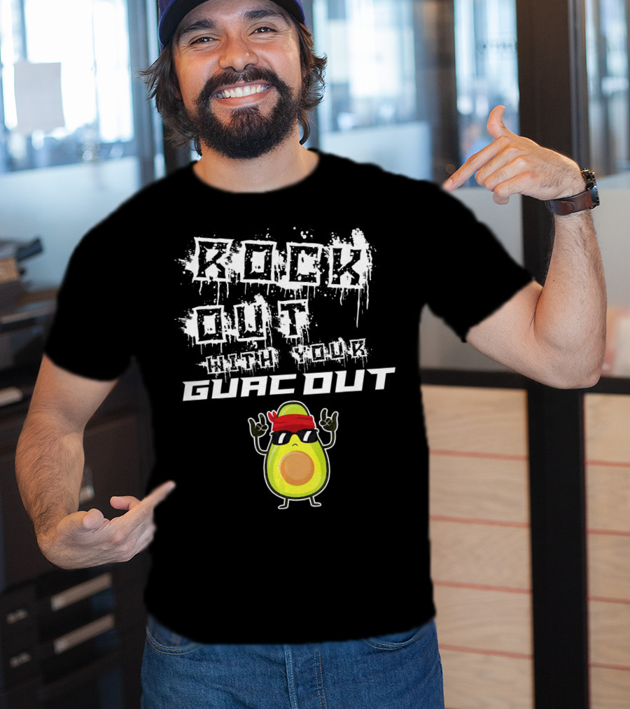 Rock Out With Your Guac Out Avocado Bandana Sunglasses T-Shirt