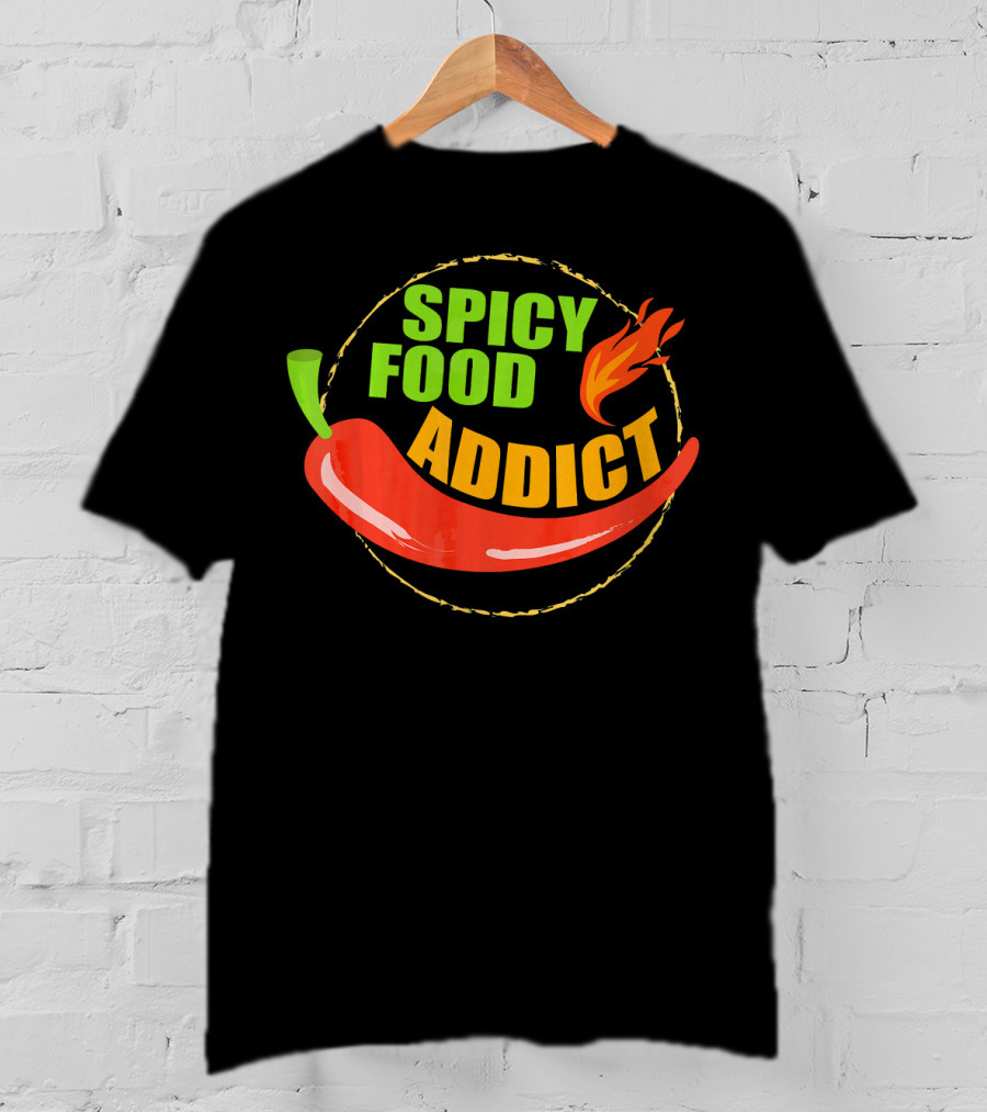 Spicy Food Addict Hot Chili Pepper Flame T-Shirt