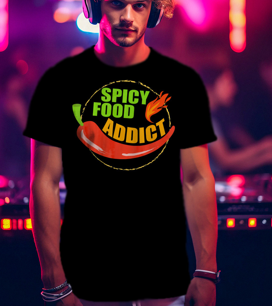 Spicy Food Addict Hot Chili Pepper Flame T-Shirt
