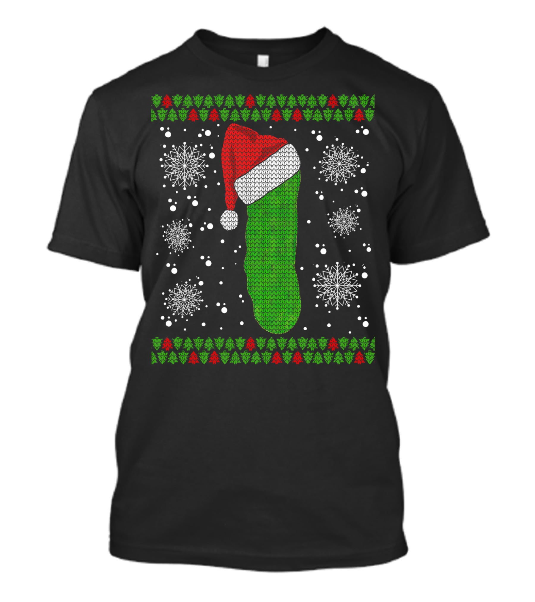 Christmas Pickle With Santa Hat Ugly Long Sleeve T-Shirt