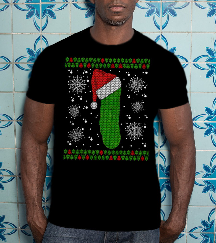 Christmas Pickle With Santa Hat Ugly Long Sleeve T-Shirt