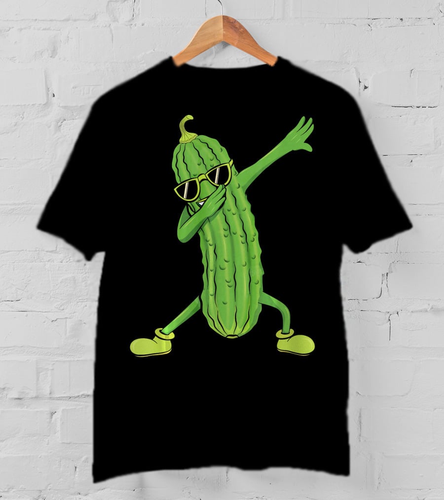 Dabbing Pickle Dancing Cucumber Lover Sunglasses Fun Pose T-Shirt