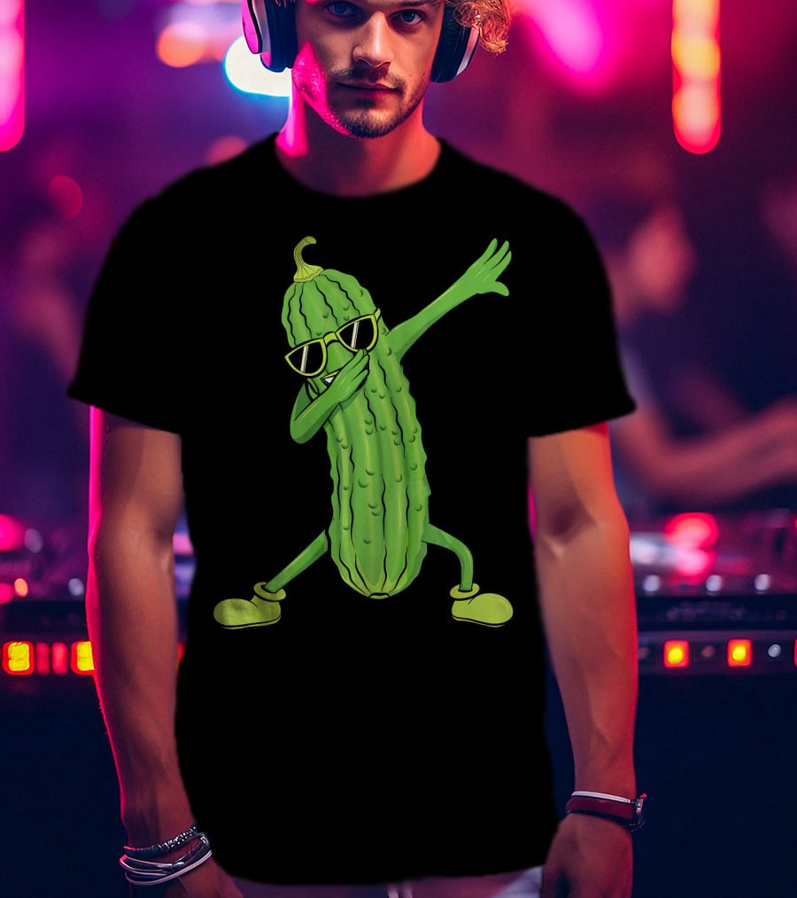 Dabbing Pickle Dancing Cucumber Lover Sunglasses Fun Pose T-Shirt