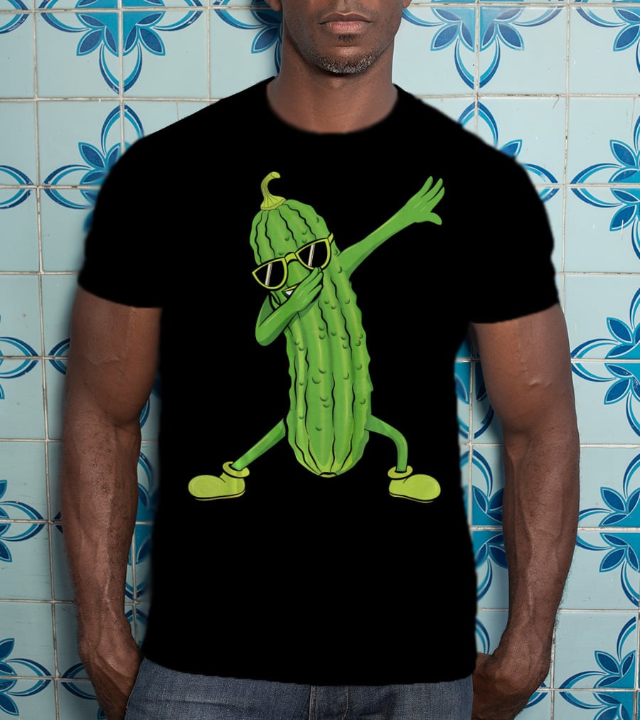 Dabbing Pickle Dancing Cucumber Lover Sunglasses Fun Pose T-Shirt