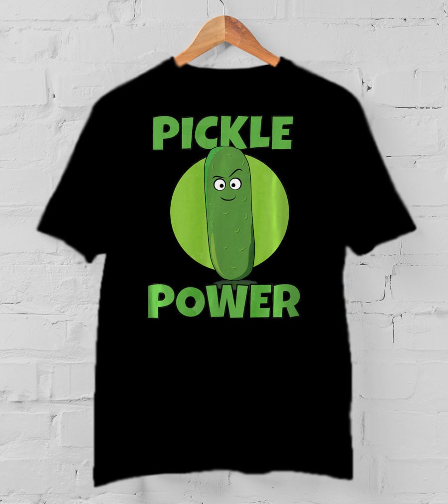 Pickle Power I Love Pickles Smiling Cartoon Pickle Character T-Shirt