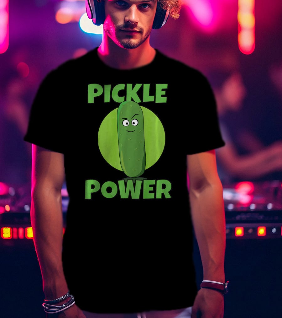 Pickle Power I Love Pickles Smiling Cartoon Pickle Character T-Shirt