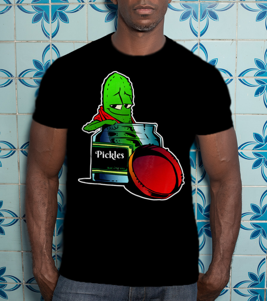 Pickles In Jar Funny Pickle Lover With Blue Lid And Red Sauce T-Shirt