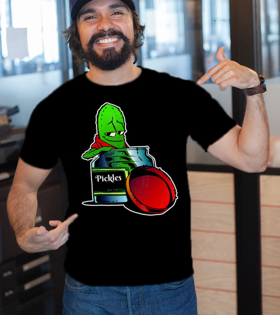 Pickles In Jar Funny Pickle Lover With Blue Lid And Red Sauce T-Shirt