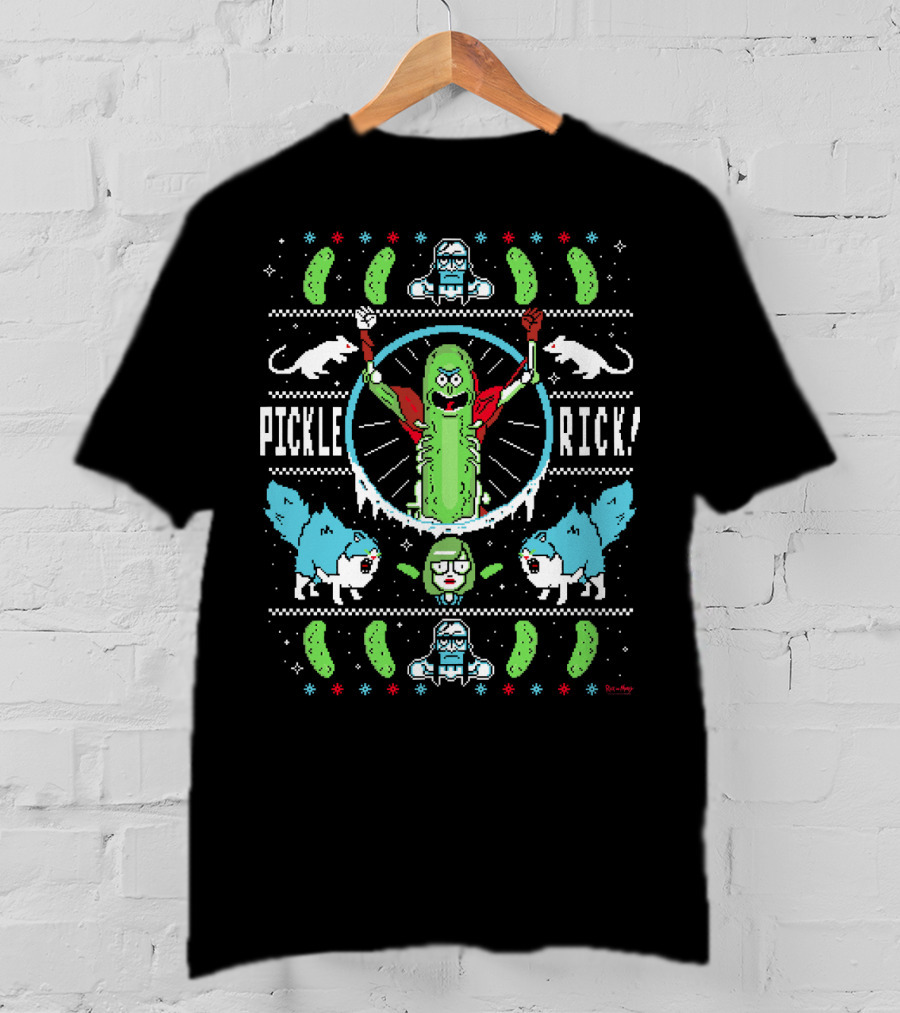 Pickle Rick Merry Christmas Ugly Sweater Style Rick And Morty T-Shirt