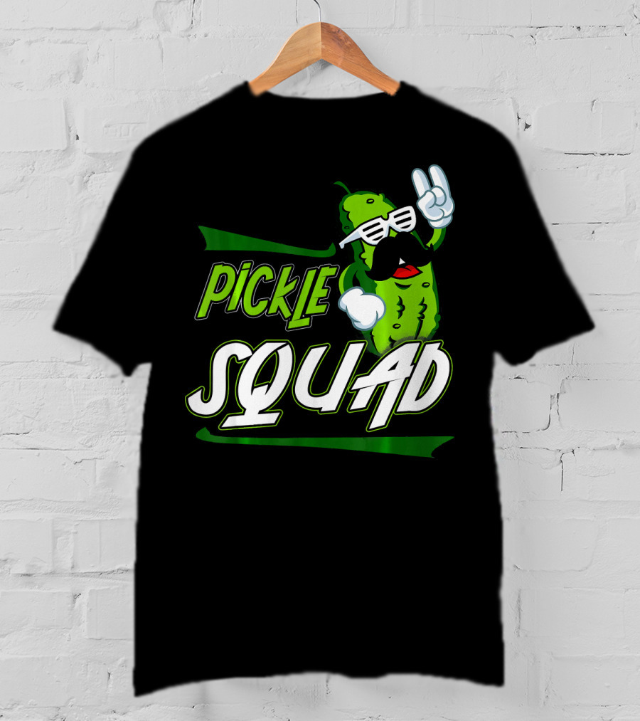 Pickle Squad Great Pickles Lover Retro Cool Mustache Rocker T-Shirt