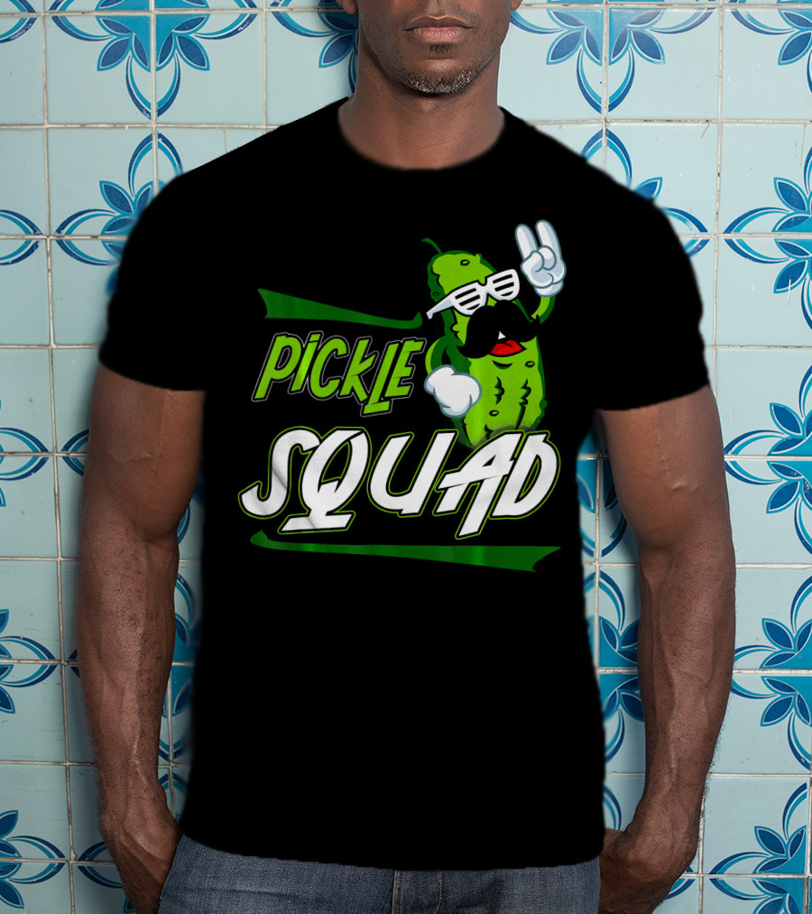 Pickle Squad Great Pickles Lover Retro Cool Mustache Rocker T-Shirt