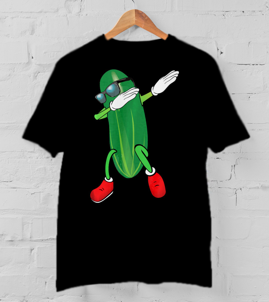 Dabbing Cucumber Pickle With Sunglasses And Red Shoes T-Shirt