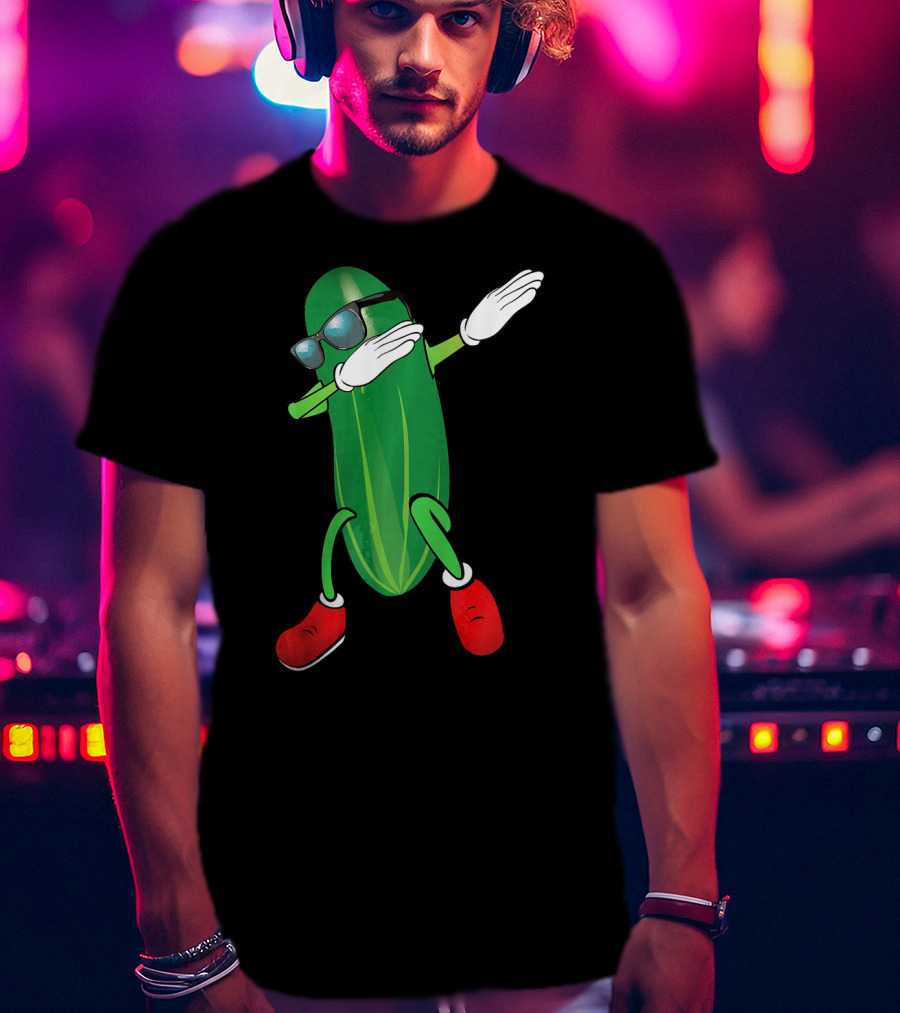 Dabbing Cucumber Pickle With Sunglasses And Red Shoes T-Shirt