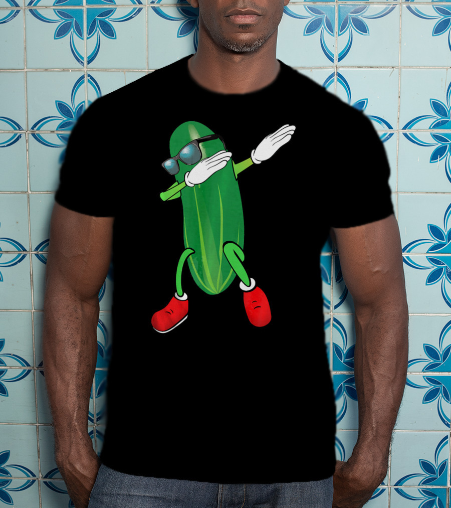 Dabbing Cucumber Pickle With Sunglasses And Red Shoes T-Shirt