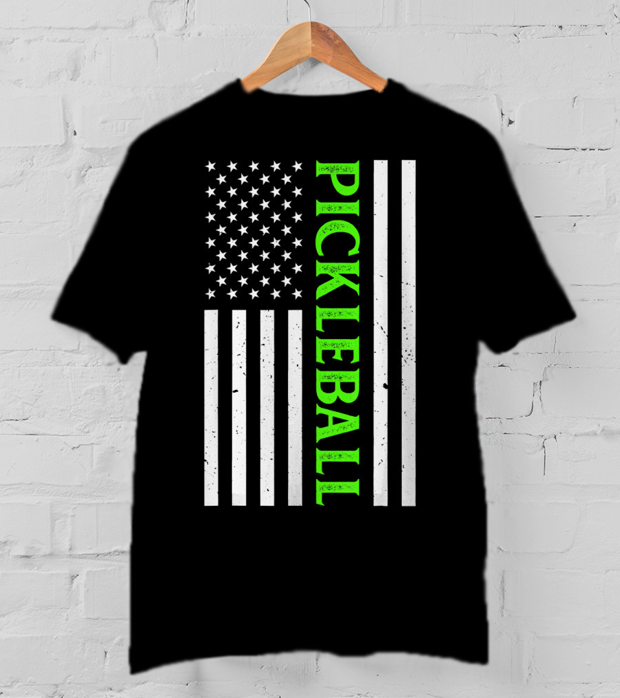 Pickleball Vintage Distressed American Flag T-Shirt