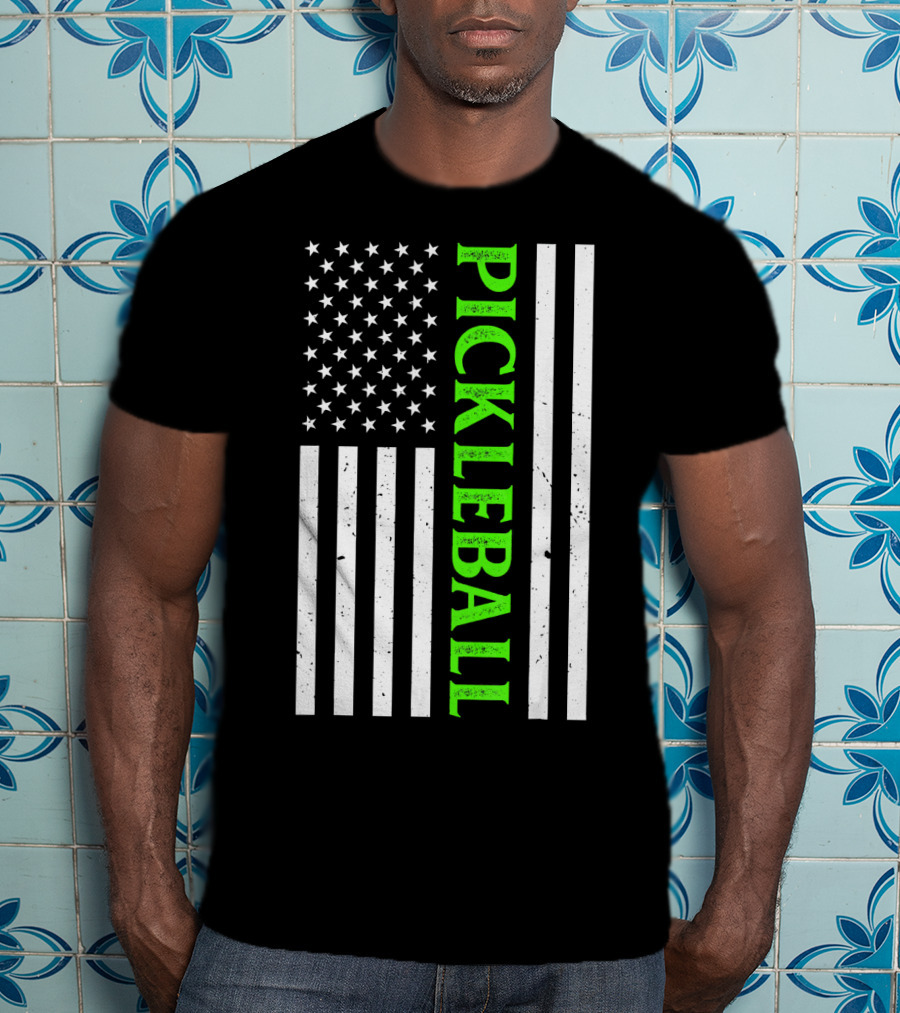 Pickleball Vintage Distressed American Flag T-Shirt