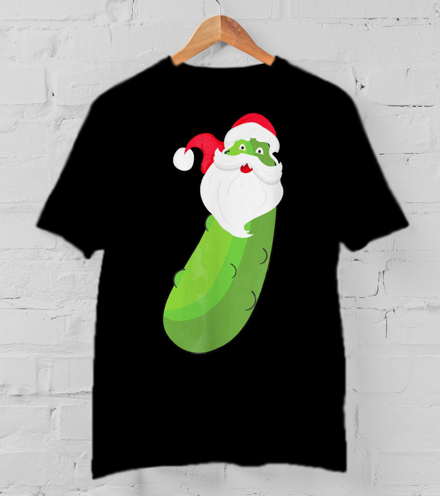 Lucky Pickle Funny Christmas Santa T-Shirt