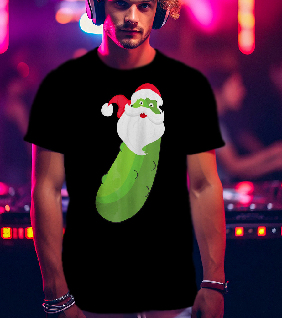 Lucky Pickle Funny Christmas Santa T-Shirt