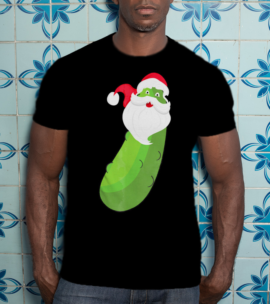 Lucky Pickle Funny Christmas Santa T-Shirt