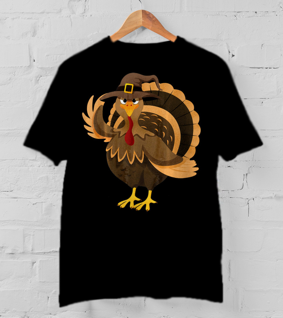 Funny Thanksgiving Turkey Dressed As Witch T-Shirt