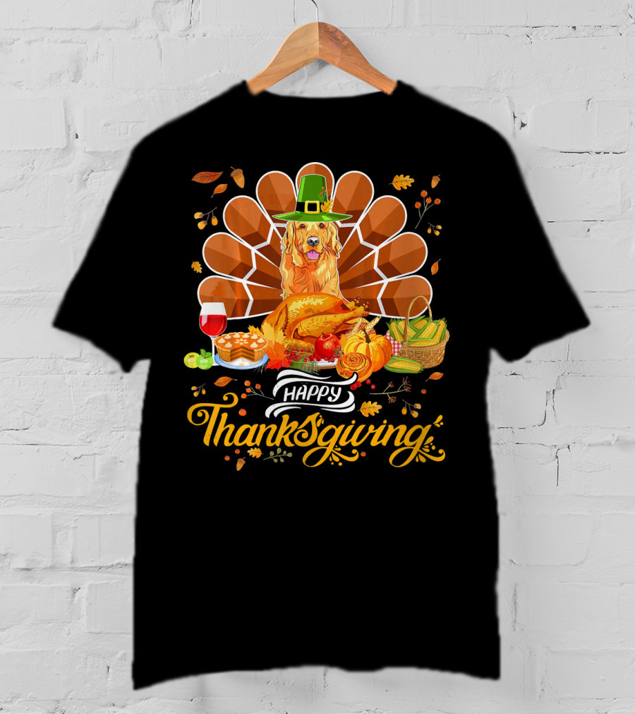 Happy Thanksgiving Golden Retriever Turk Feast T-Shirt