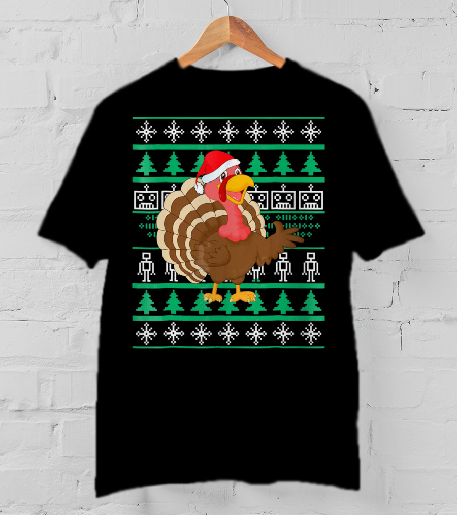 Turkey Santa Hat Ugly Christmas T-Shirt