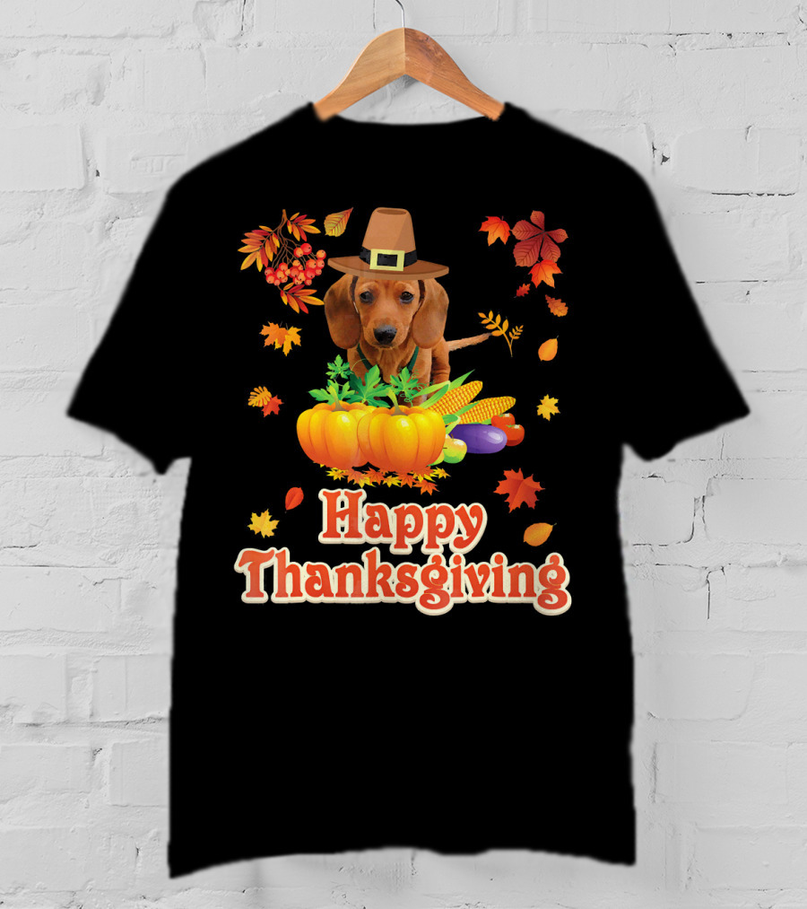 Happy Thanksgiving Dachshund Dog Pumpkin T-Shirt