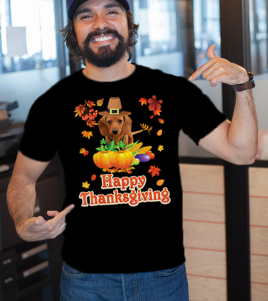 Happy Thanksgiving Dachshund Dog Pumpkin T-Shirt