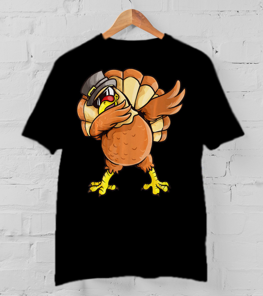 Dabbing Turkey Dab Dance Pilgrim Hat Thanksgiving T-Shirt