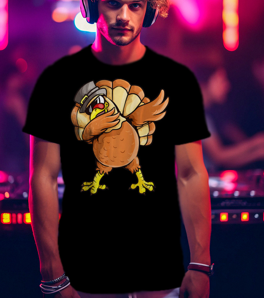 Dabbing Turkey Dab Dance Pilgrim Hat Thanksgiving T-Shirt