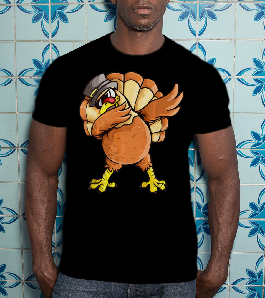 Dabbing Turkey Dab Dance Pilgrim Hat Thanksgiving T-Shirt