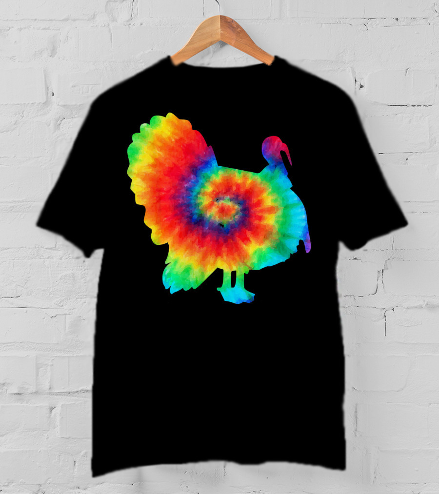 Tie Dye Turkey Thanksgiving Spiral Color Burst T-Shirt